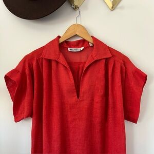 Vintage Red Linen Blend Top